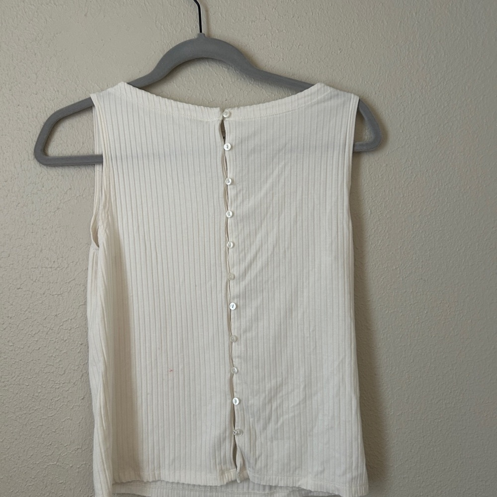 Abercrombie & Fitch White Ribbed Sleeveless Tank Top